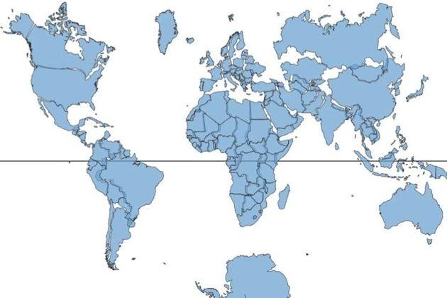 Карта мира с реальными размерами континентов