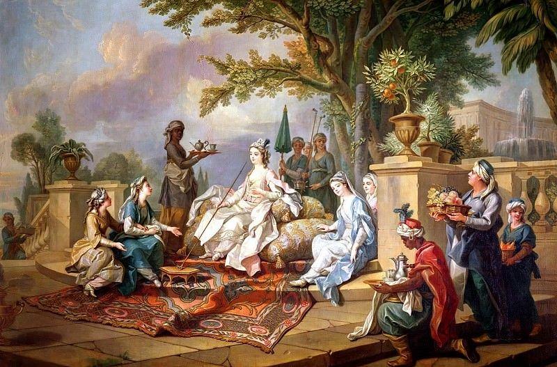 "Женщины гарема и слуги-евнухи". Шарль Амадей Филипп Ван Лоо. 1773 год